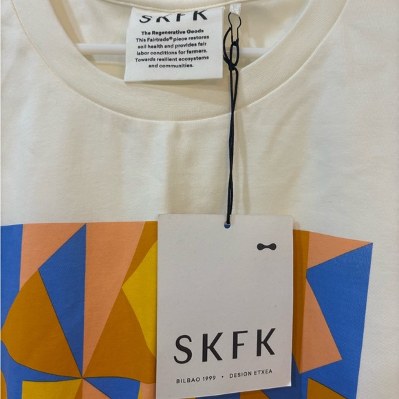 SKFK 100% cotton Geometric Print Tee - Cream - Picture 2 of 5